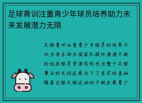 足球青训注重青少年球员培养助力未来发展潜力无限